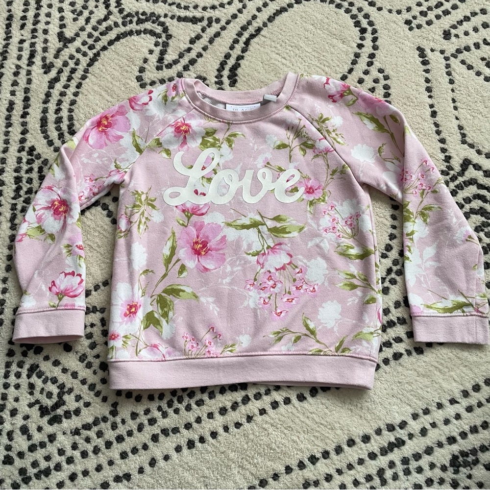 The Children’s Place Toddler Pink Floral Love Sweatshirt, 4T